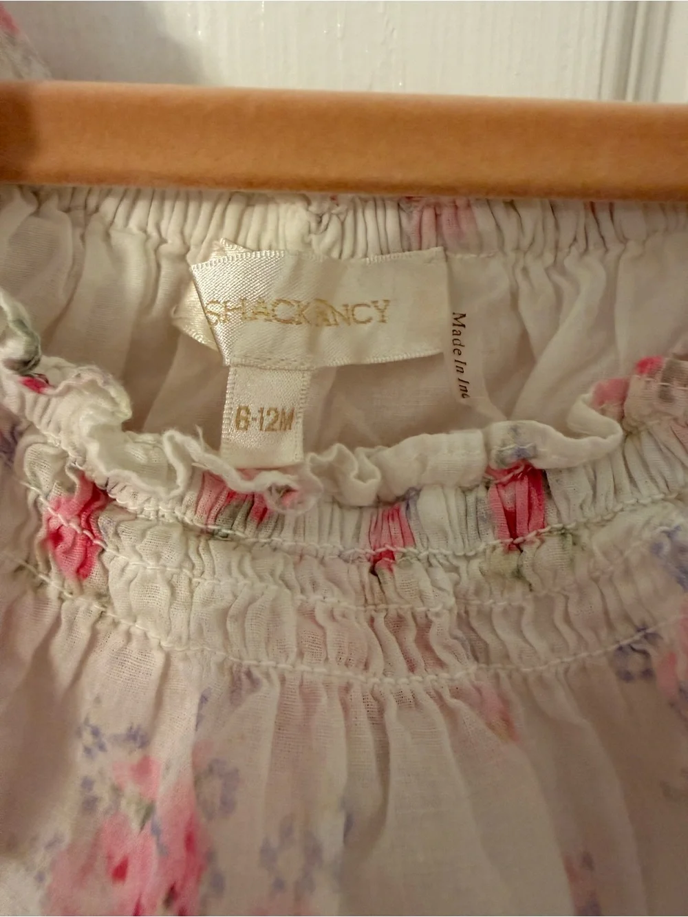 LoveShackFancy White Romper with Pink Floral Print